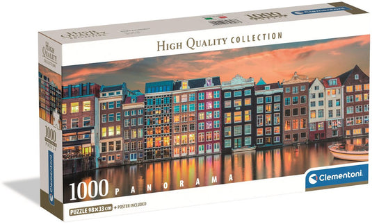 Clementoni - puzzel - 1000 stukjes - panorama bright amsterdam - puzzel voor volwassenen - high quality collection