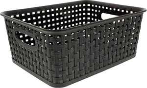 Merkloos sans marque rattan mandje | opbergmandje | 25.5 x 20 x 10.5 cm | zwart