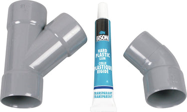 Scanpart duo afvoerstuk wasmachine en condensdroger 40 mm - grijs pvc y-stuk - inclusief bocht en pvc lijm