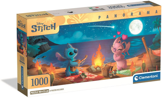 Clementoni - puzzel - 1000 stukjes - disney stitch panorama - compact box