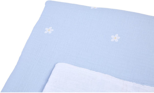 Childhome flower collection - babydeken - dekentje - 80x100cm - wit blauw
