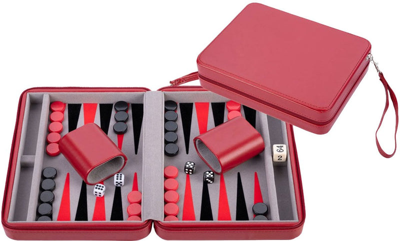 Load image into Gallery viewer, Engelhart backgammon reisspel met rits - rood
