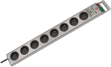 Brennenstuhl super-solid 13.500a stekkerdoos met overspanningsbeveiliging 8-voudig zilver 2,5m h05vv-f 3g1,5 *fr*