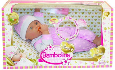 Dimian pop met papfles en babygeluidjes - amore - 36 cm.
