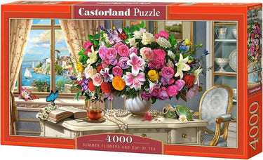 Castorland summer flowers and cup of tea – puzzel – 4.000 stukjes – satijnen afwerking – perfecte pasvorm – europese kwaliteit