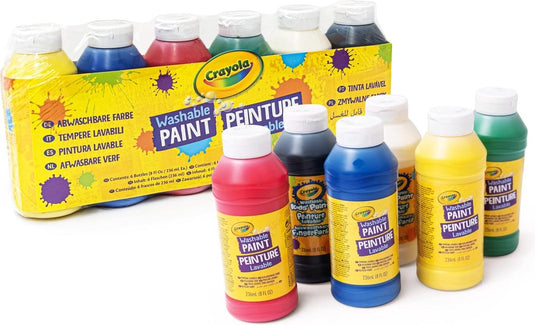 Crayola - hobbyverf - afwasbare verf voor kinderen - 6 kleuren - 236ml