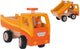Goki houten kiepwagen oranje met draaibare wielen