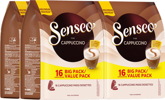Senseo cappuccino koffiepads - intensiteit 2 9 - voordeelverpakking 4 x 16 pads