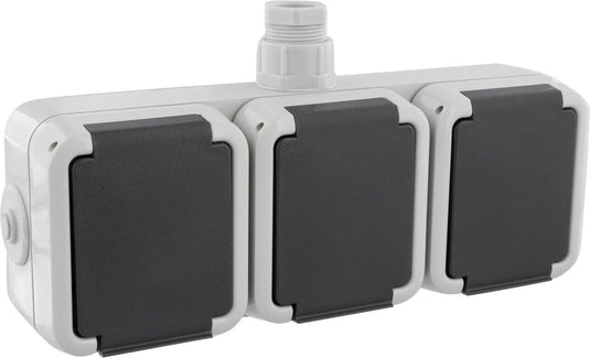 Peha spatwaterdicht contactdoos opbouw 3v horizont randaarde wartel m20