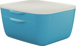 Leitz cosy ladenblok - ladekastje met 2 laden - ladenbox voor bureau - ideaal voor thuiskantoor thuiswerken - sereen blauw