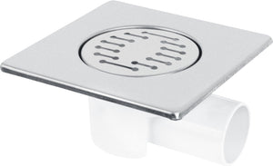 Differnz basic doucheput - doucheafvoer met zijuitlaat - chroom mat - 15 x 15 cm