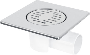 Differnz basic doucheput - doucheafvoer met zijuitlaat - chroom mat - 15 x 15 cm