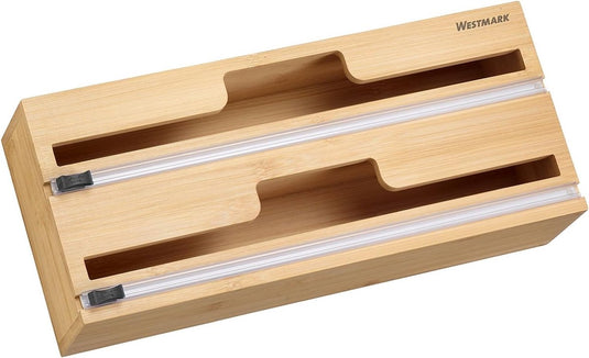 Westmark folierolhouder met kartelrand – aluminiumfolie en huishoudfolie rolhouder met kartelrand, moeiteloos afscheuren van folie zonder scheuren, rollen tot 31cm – bamboe