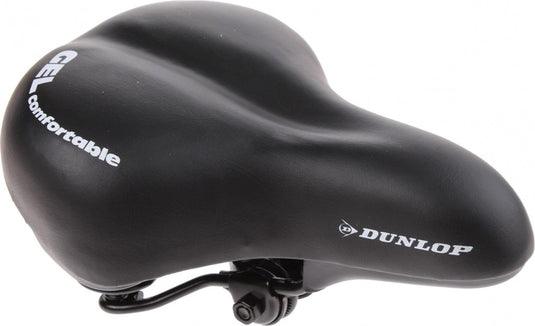 Dunlop fietszadel met gel - voor stads- en tourfietsen - vormt naar het lichaam - 26,5 x 18,5 x 14 cm - zwart