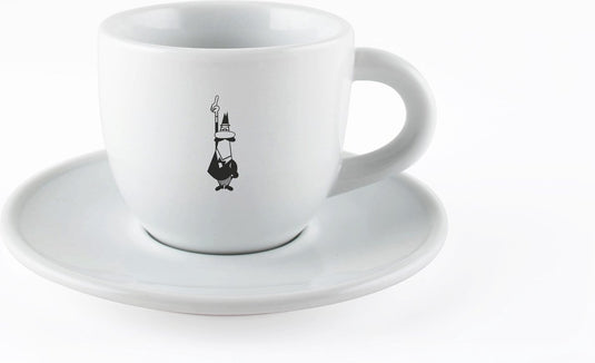 Bialetti cappuccino- of koffiekop met schotel – porselein – wit – origineel servies