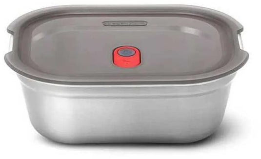 Black blum black+blum steel food box large - meal prep - 206x159x79mm - grijs rood