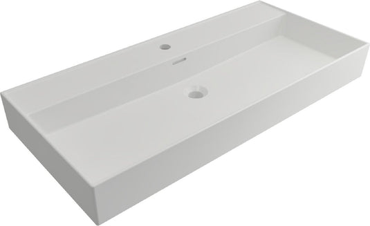 Plieger kansas wastafel - 100x45 cm - met kraangat - matwit
