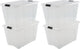 Iris topbox opbergbox - 60l - kunststof - transparant zwart - set van 4