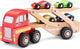 Woet ® houten autotransporter - vrachtwagen met aanhanger en 4 auto’s - educatief speelvoertuig - rollenspel speelgoed - vanaf 18 maanden
