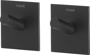 Tiger square - handdoekhaak (2 stuks) - zonder boren - handdoekhaakjes - 3m tape - mat zwart
