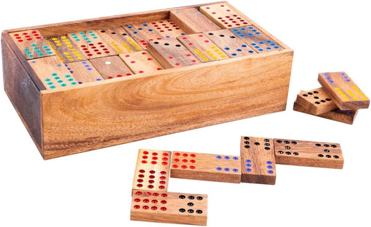 Engelhart domino 12 – houten dominospel – klassiek gezelschapsspel – strategisch denkspel – 2 tot 8 spelers – acaciahout –