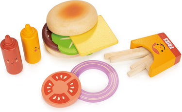 Mentari winkeltje - take-out hamburger set - hout - 3 jaar