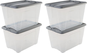 Iris new topbox opbergbox - 60l - kunststof - transparant silver - set van 4