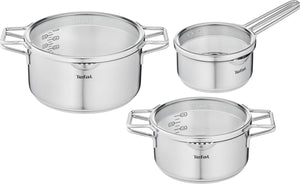 Tefal nordica - pannenset - 3-delig - inductie - rvs - geschikt voor alle warmtebronnen