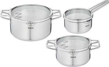 Tefal nordica - pannenset - 3-delig - inductie - rvs - geschikt voor alle warmtebronnen