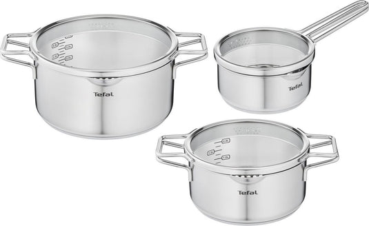 Tefal nordica - pannenset - 3-delig - inductie - rvs - geschikt voor alle warmtebronnen