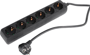 Q-link stekkerdoos - 6-voudige verlengkabel met randaarde - 3 x 1.5 mmâ² - 5 m - zwart