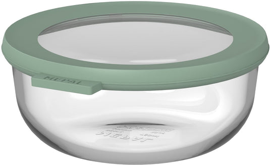 Mepal glazen vershouddoos rond cirqula - 750 ml - glazen vershoudbakjes - hittebestendig tot 550 °c. zonder deksel - meal prep bakjes - nordic sage