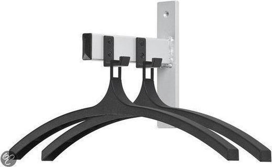 V-part - wandgarderobe hiq 2 hangers - steel plastic - zwart, aluminiumgrijs - kapstok
