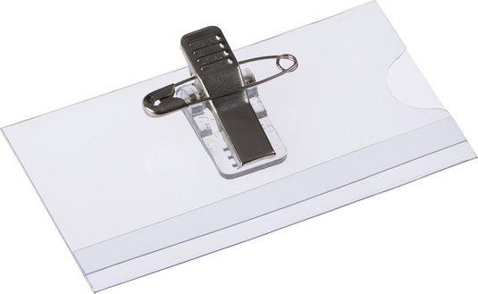 Europel badgehouder clip + speld - afmeting 75 x 40 mm - pashouder – naambadge – transparant - 24 stuks