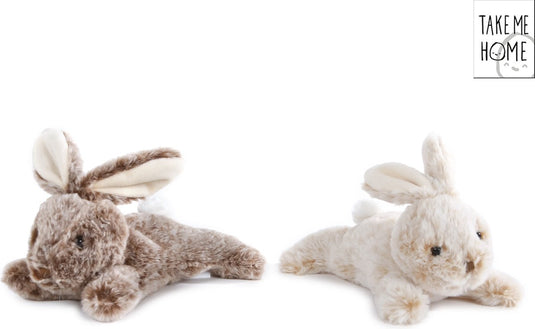Take me home pluche konijn liggend 22 centimeter zand off white 660545