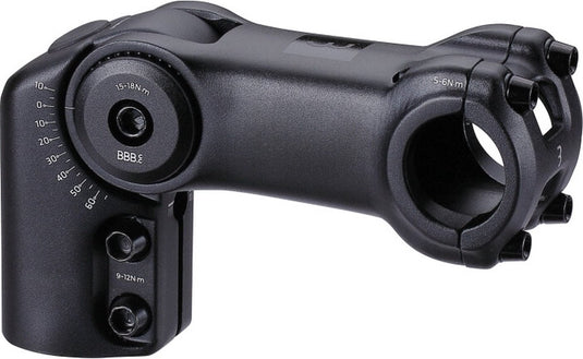 Bbb cycling stuurpen verstelbaar 100mm - verstelbare stuurpen racefiets, e-bike mtb - 25.4mm stuurpenverlenger - -40° +60° hoek - highfix - zwart - bhs-34
