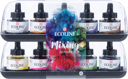 Ecoline vloeibare waterverf mengset | 10 x 30 ml