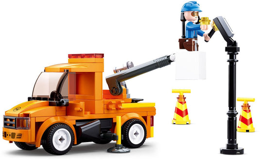 Sluban town reparatievoertuig bouwspeelgoed kinderen vanaf 6 jaar – constructiespeelgoed modelbouw – bouwdoos met 122 bouwstenen en 1 minifiguur – m38-b0781d