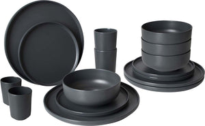 Bo-camp - industrial - servies - patom - 16 stuks - antraciet