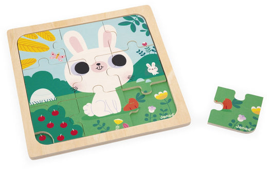 Janod - houten puzzel - wit konijn