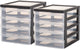 Iris design chest ladesysteem a5 - 4 lades - 4 x 1.5 l - kunststof - zwart transparant - 2 stuks