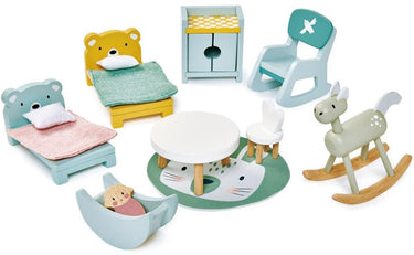 Tender leaf toys tender leaf poppenmeubels: kinderkamer 27x26,5x9,5cm, in hout, in doos 26,7x9,7x21,2cm, 3+