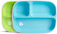 Munchkin anti-slip borden met 3 vakken - splash - vaatwasser- en magnetronbestendig - per 2 stuks - kinderbordjes - groen blauw