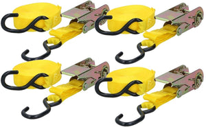 Dunlop spanbanden met ratel 4 stuks - sjorbanden - max. 350kg - 5 meter lang - nylon - zwart geel