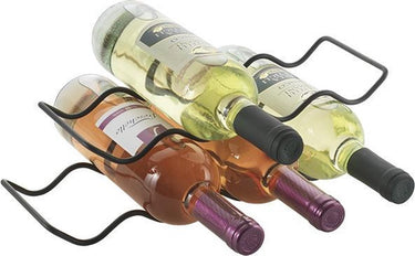 Metaltex - set van 2 flessenhouders - flessenrek - wave 20 - mat zwart - voor 8 wijnflessen (0,75 liter)