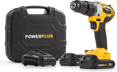 Powerplus accu klopboormachine powx00512 - 3 in 1: boren hamerboren en schroeven, 20 v boormachine, 60 nm, links en rechts schroeven, incl. 2 accu's 2.0 ah en 1 lader