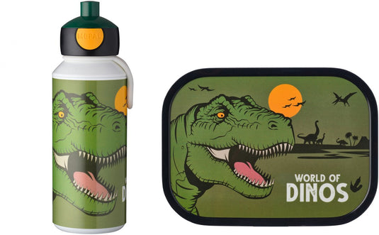 Mepal lunchset (pop-up fles lunchbox) campus - 400 + 750 ml - broodtrommel en drinkbeker voor kinderen - bento box - pop-up drinkfles - dino