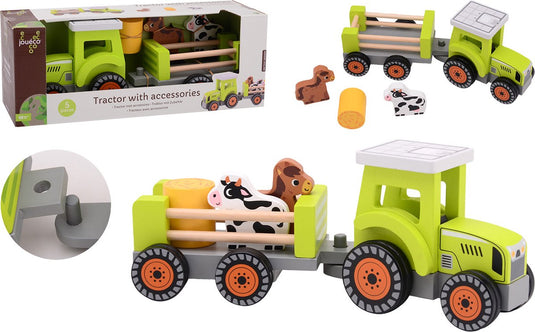 Jouéco houten speelgoedtractor met accessoires - joueco - vanaf 18 maanden