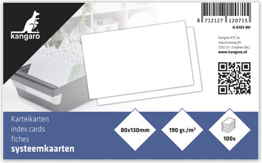 Kangaro systeemkaart - 80x130mm - blanco - 190 grams - pak a 100 vel