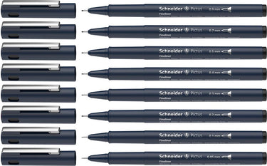 Schneider schrijfwaren schneider fineliner - pictus - zwart - set 8 stuks - s-197598